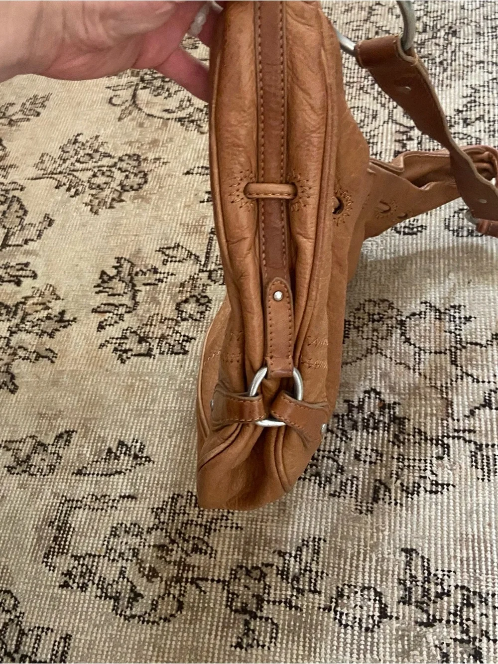 Vtg Sigrid Olsen Leather Hobo Shoulder Bag Brown Slouchy Purse Classic Boho